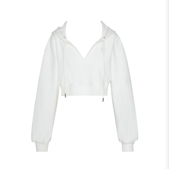 WHITE Harper Sweatshirt Hoodie Crop Top RARE Lemon - Picture 2 of 11